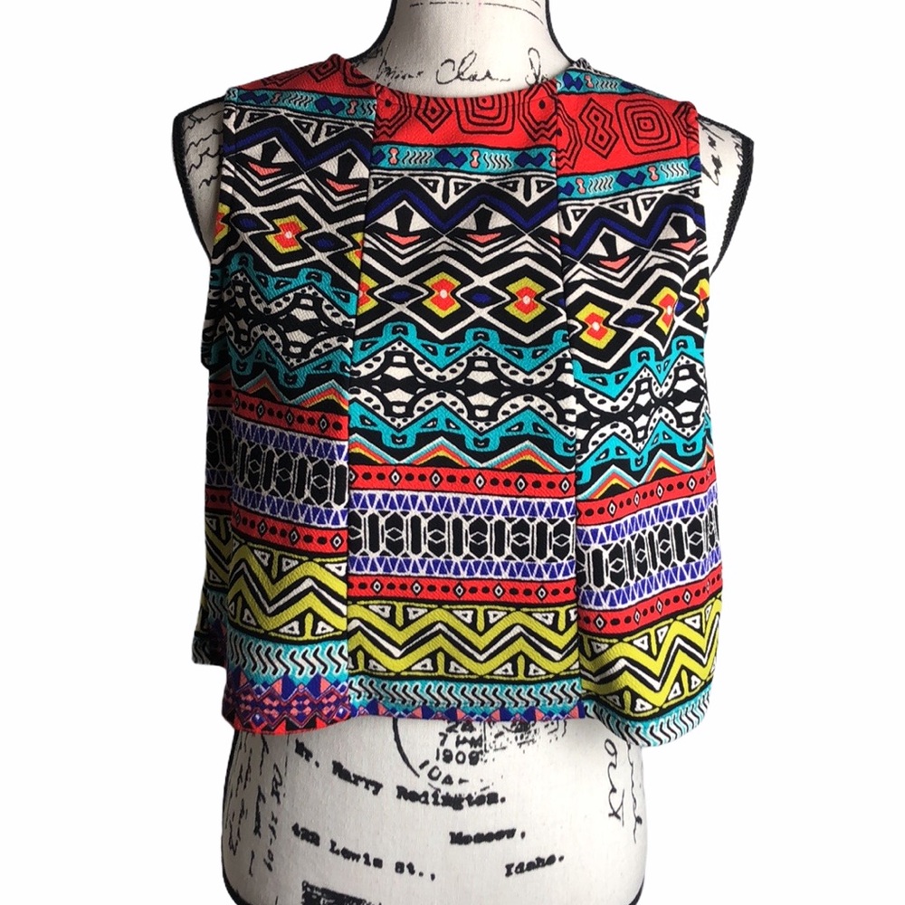 Sleeveless Multicolor Crop Top Size L
